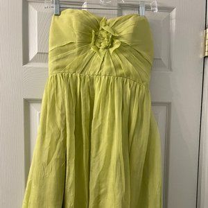 Ivy & Aster Silk Organza Chartreuse Green strapless Dress Size 4